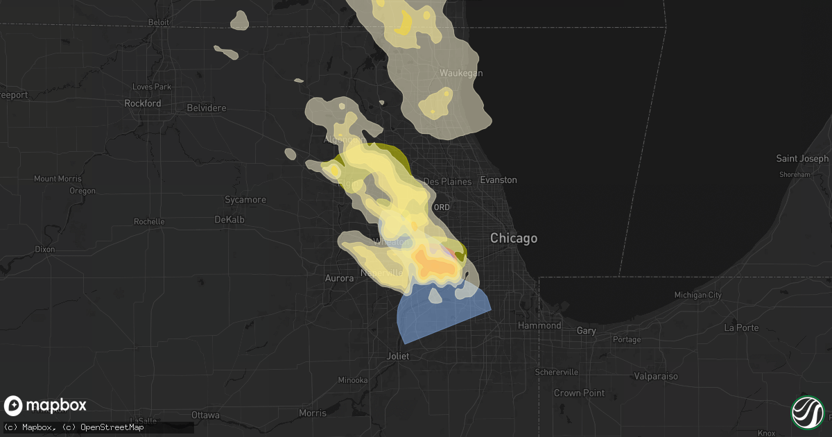 Hail map in Addison, IL on July 27, 2026