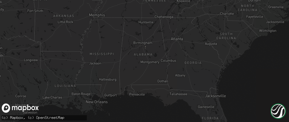 Hail map in Alabama on July 27, 2026
