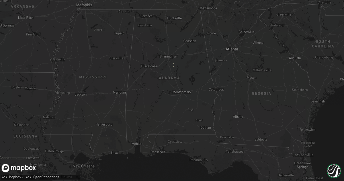 Hail map in Alabama on July 27, 2026