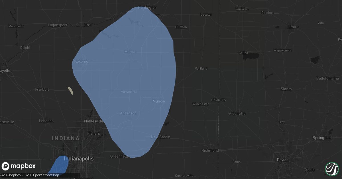 Hail map in Albany, IN on July 27, 2026
