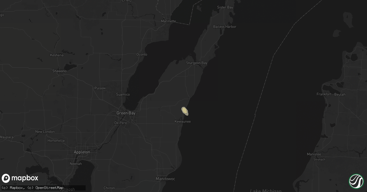 Hail map in Algoma, WI on July 27, 2026