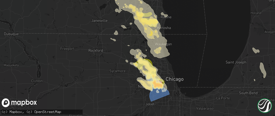 Hail map in Algonquin, IL on July 27, 2026