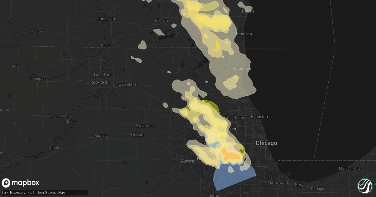 Hail map in Algonquin, IL on July 27, 2026