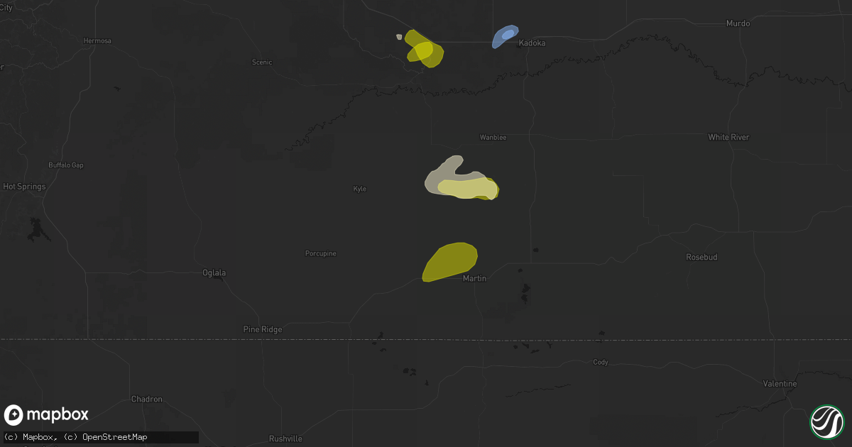 Hail map in Allen, SD on July 27, 2026