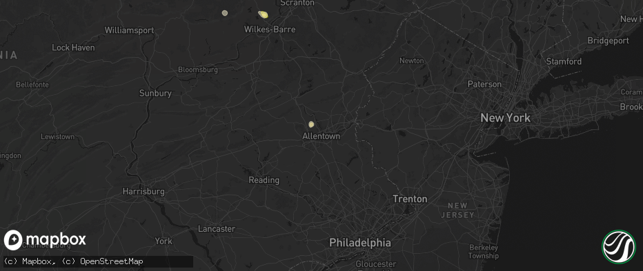 Hail map in Allentown, PA on July 27, 2026