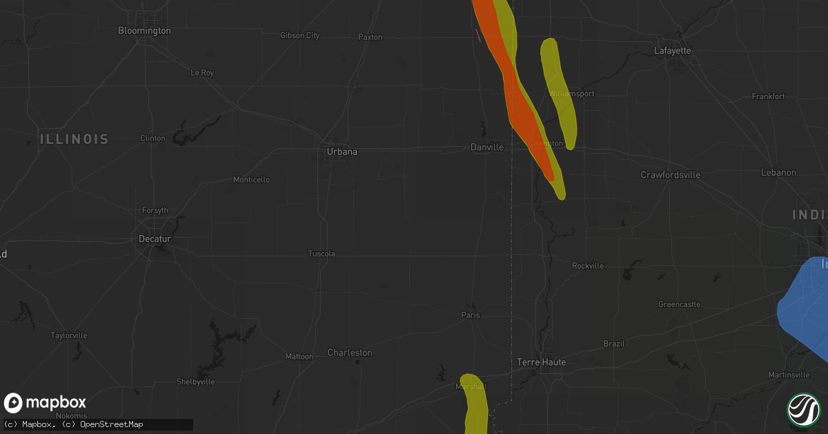 Hail map in Allerton, IL on July 27, 2026