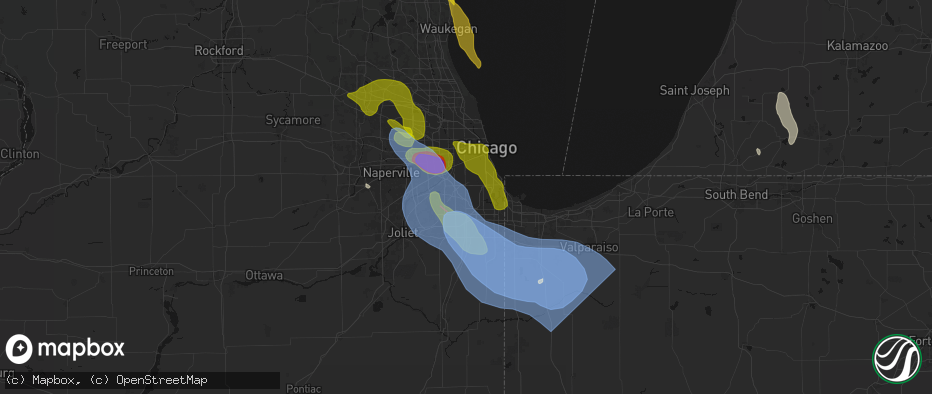 Hail map in Alsip, IL on July 27, 2026