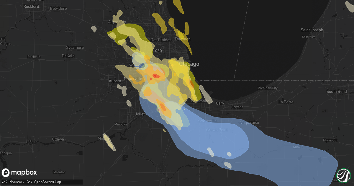 Hail map in Alsip, IL on July 27, 2026