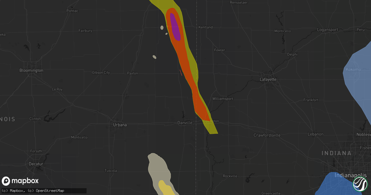 Hail map in Alvin, IL on July 27, 2026