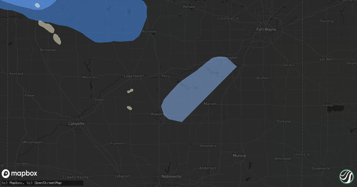 Hail map in Amboy, IN on July 27, 2026