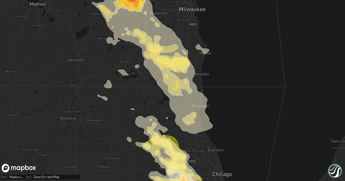 Hail map in Antioch, IL on July 27, 2026