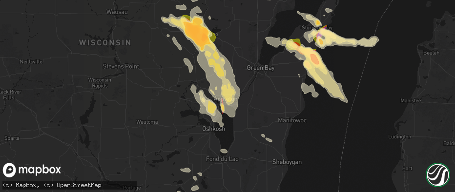 Hail map in Appleton, WI on July 27, 2026