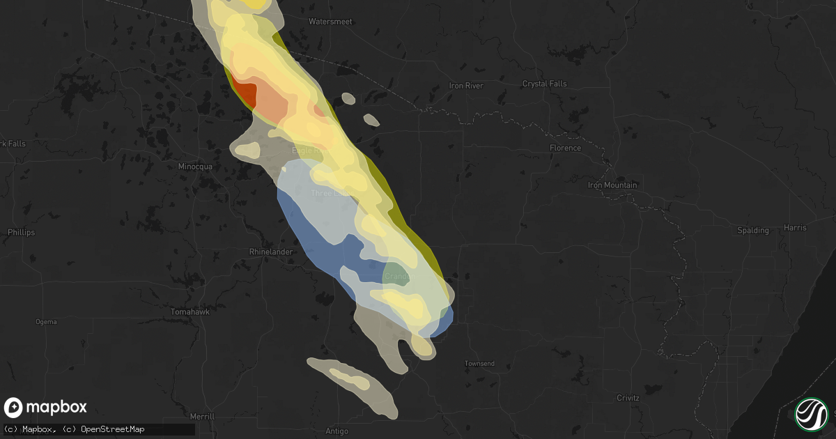 Hail map in Argonne, WI on July 27, 2026