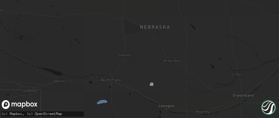 Hail map in Arnold, NE on July 27, 2026