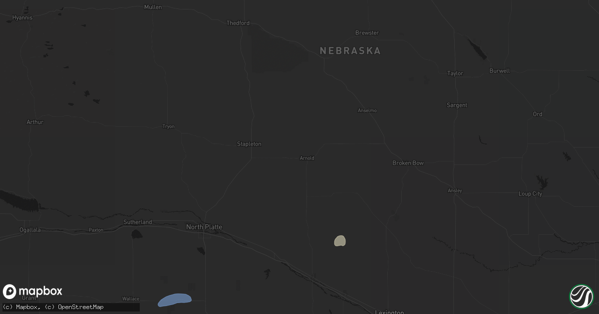 Hail map in Arnold, NE on July 27, 2026