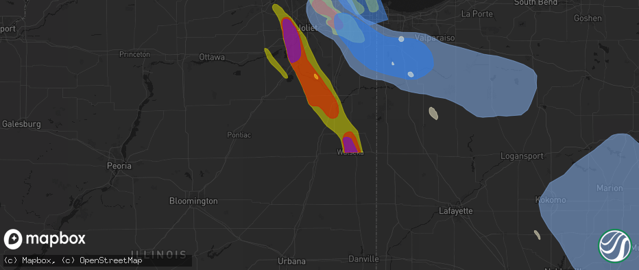 Hail map in Ashkum, IL on July 27, 2026
