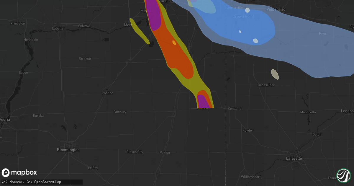 Hail map in Ashkum, IL on July 27, 2026