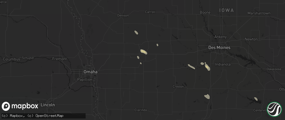 Hail map in Atlantic, IA on July 27, 2026
