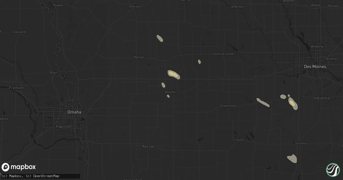 Hail map in Atlantic, IA on July 27, 2026