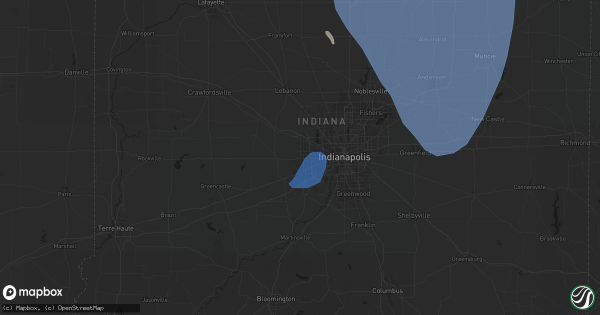Hail map in Avon, IN on July 27, 2026