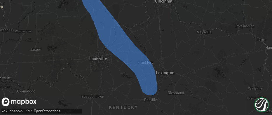 Hail map in Bagdad, KY on July 27, 2026