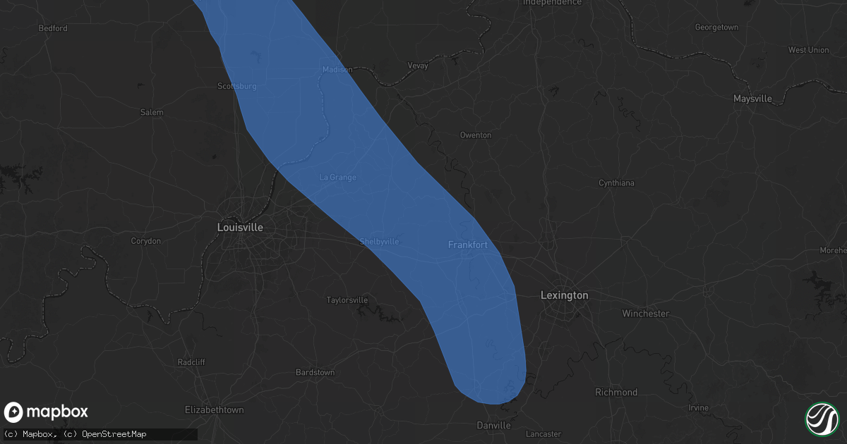 Hail map in Bagdad, KY on July 27, 2026
