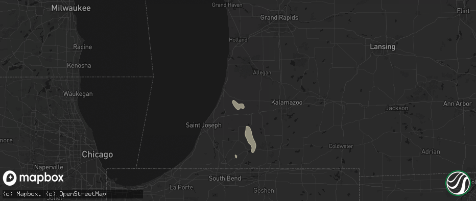 Hail map in Bangor, MI on July 27, 2026