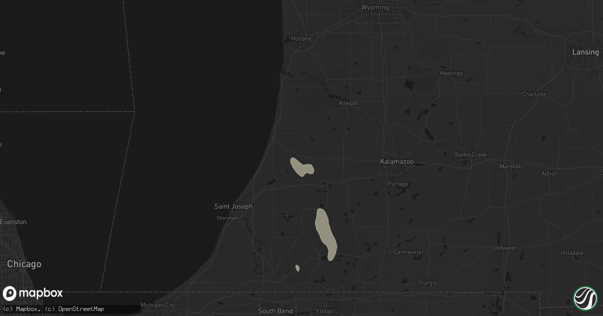 Hail map in Bangor, MI on July 27, 2026