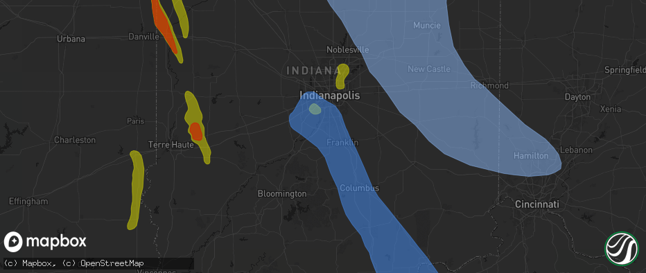 Hail map in Bargersville, IN on July 27, 2026