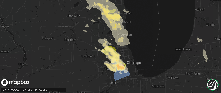 Hail map in Barrington, IL on July 27, 2026