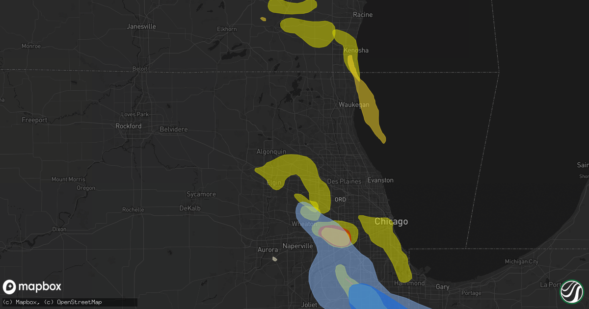 Hail map in Barrington, IL on July 27, 2026