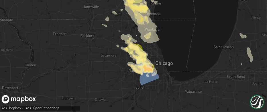 Hail map in Bartlett, IL on July 27, 2026