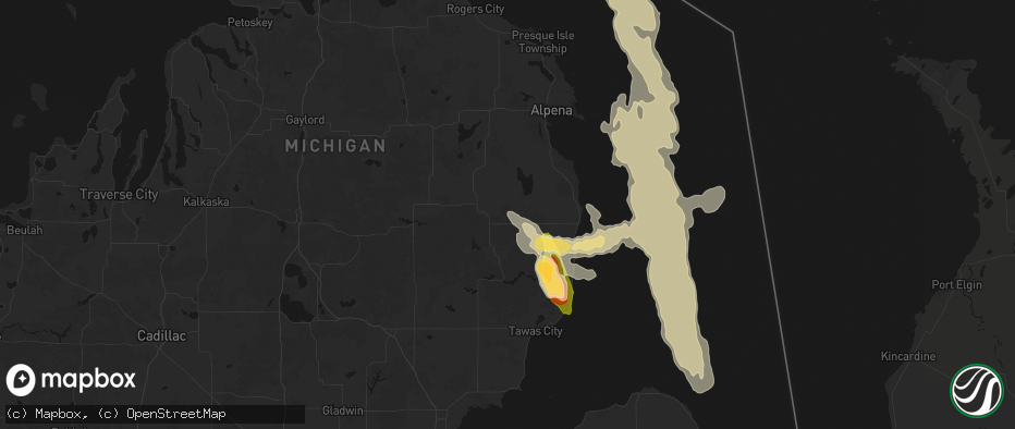 Hail map in Barton City, MI on July 27, 2026