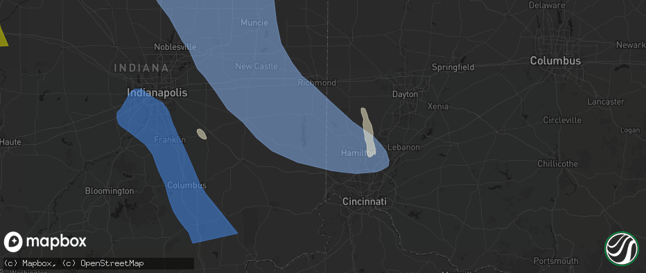 Hail map in Bath, IN on July 27, 2026