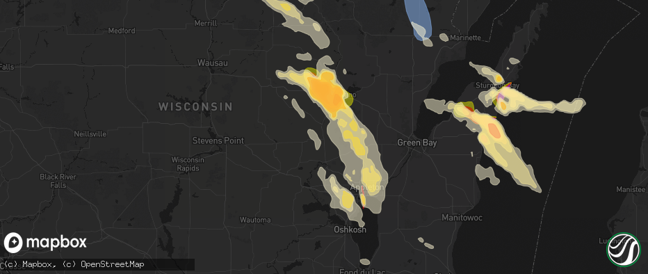 Hail map in Bear Creek, WI on July 27, 2026