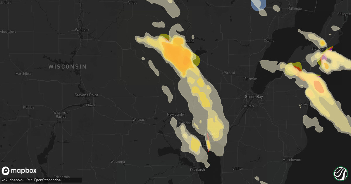 Hail map in Bear Creek, WI on July 27, 2026