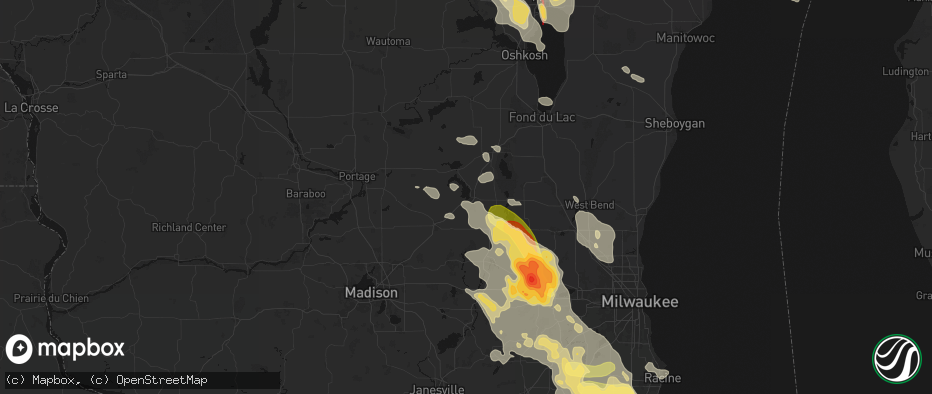 Hail map in Beaver Dam, WI on July 27, 2026