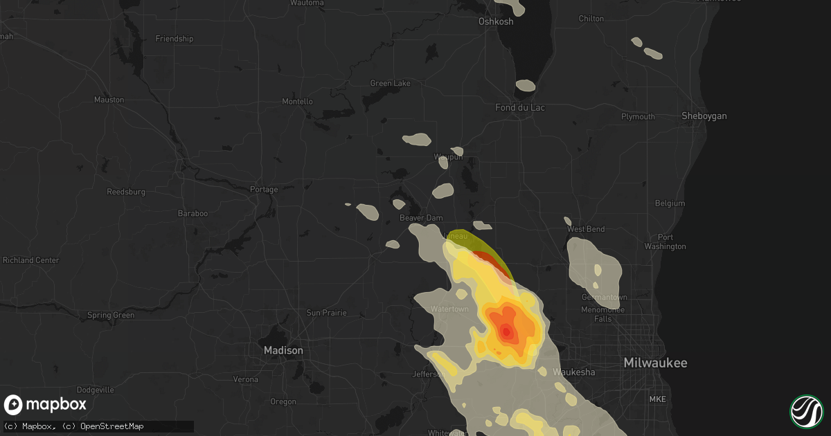 Hail map in Beaver Dam, WI on July 27, 2026