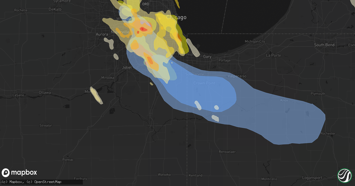 Hail map in Beecher, IL on July 27, 2026