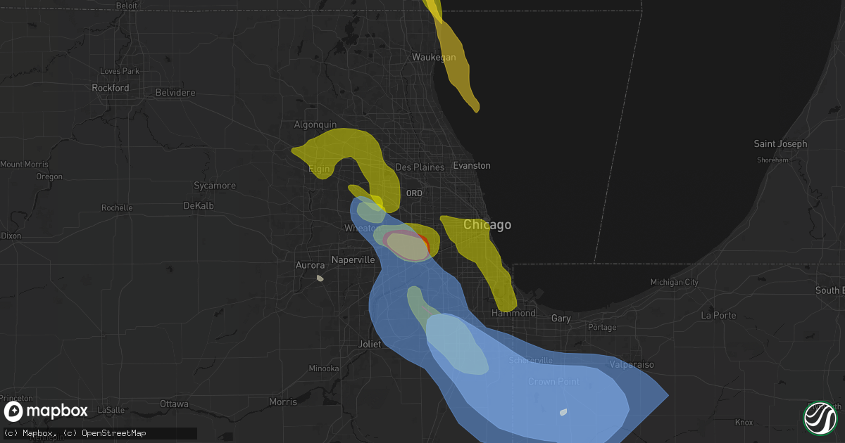 Hail map in Bellwood, IL on July 27, 2026