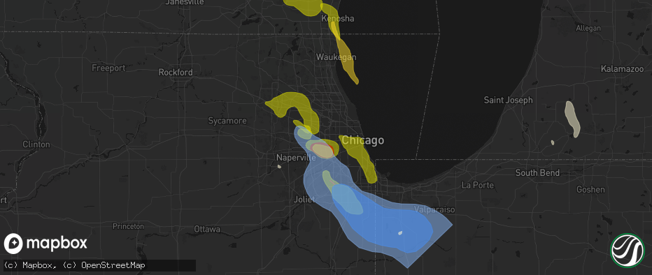 Hail map in Berkeley, IL on July 27, 2026
