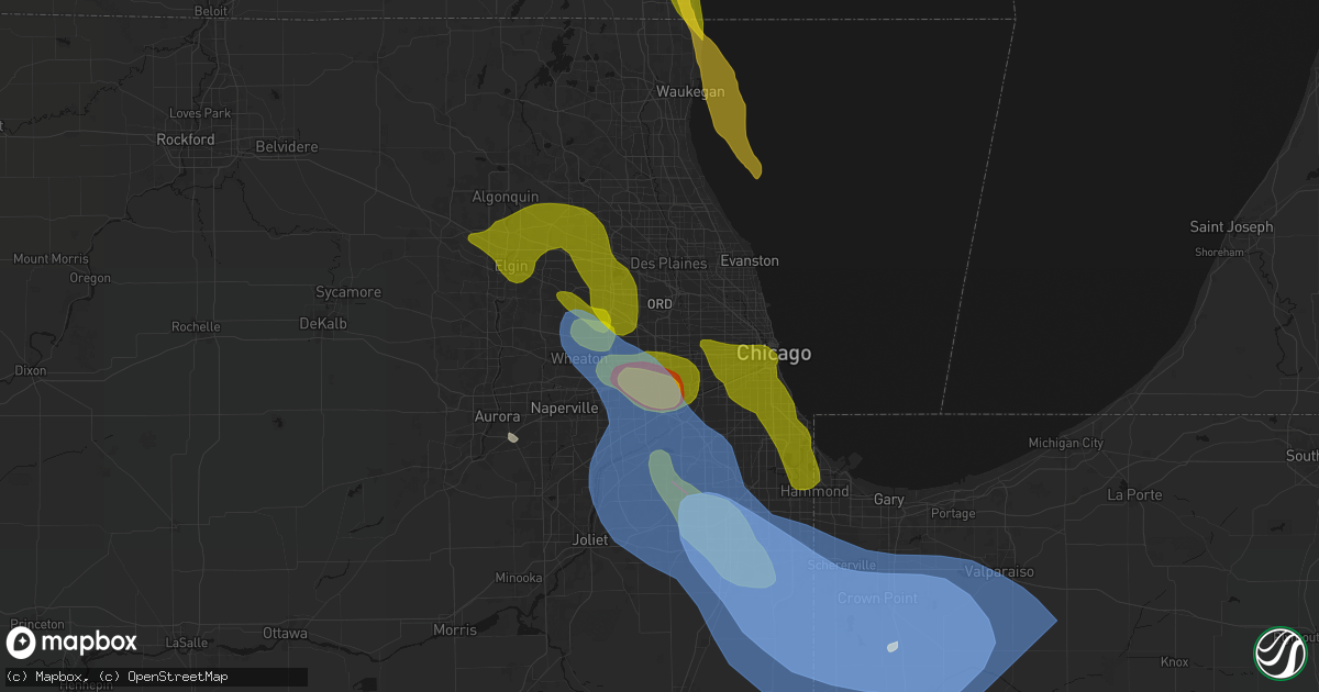Hail map in Berkeley, IL on July 27, 2026
