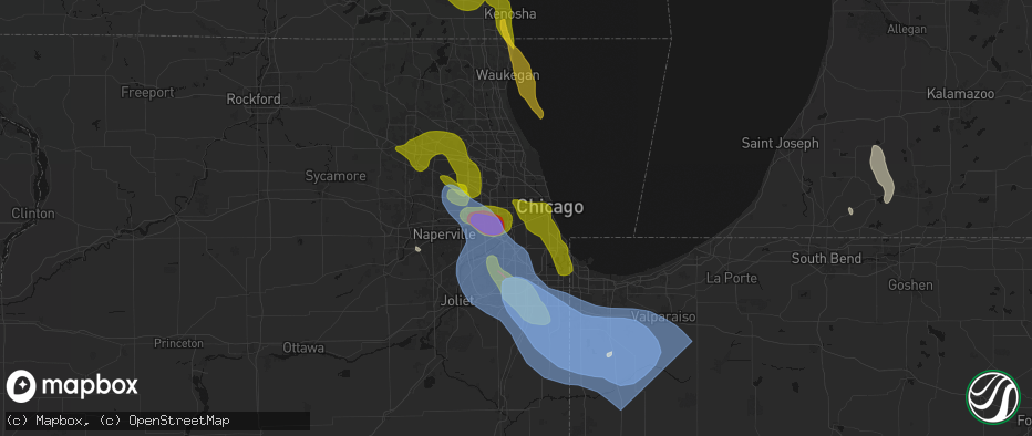 Hail map in Berwyn, IL on July 27, 2026