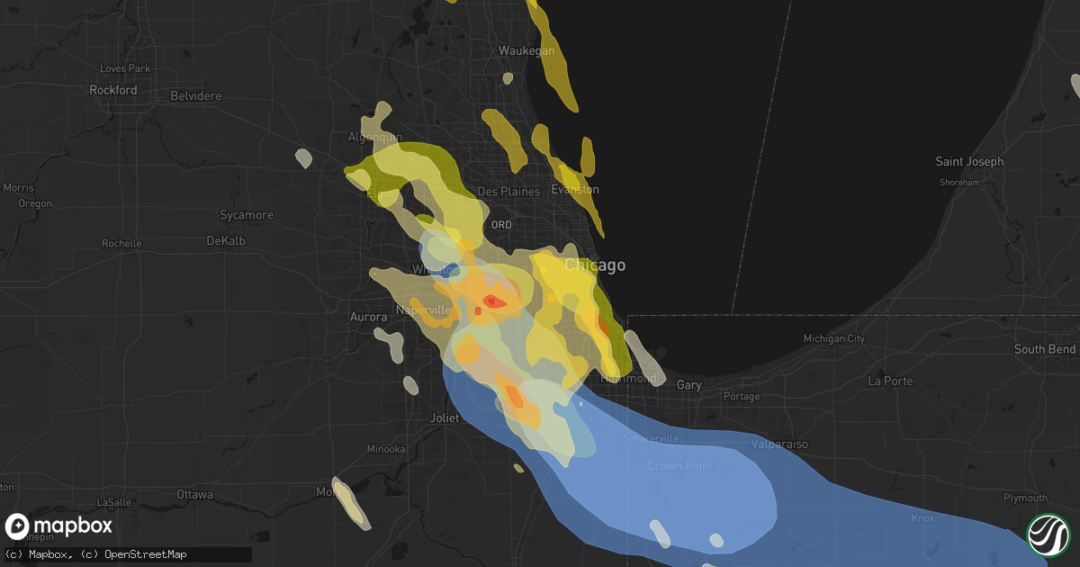 Hail map in Berwyn, IL on July 27, 2026