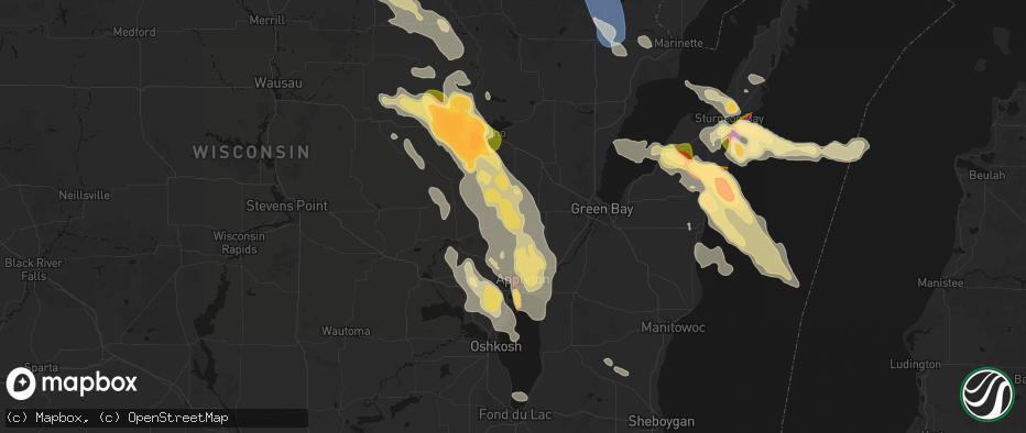 Hail map in Black Creek, WI on July 27, 2026