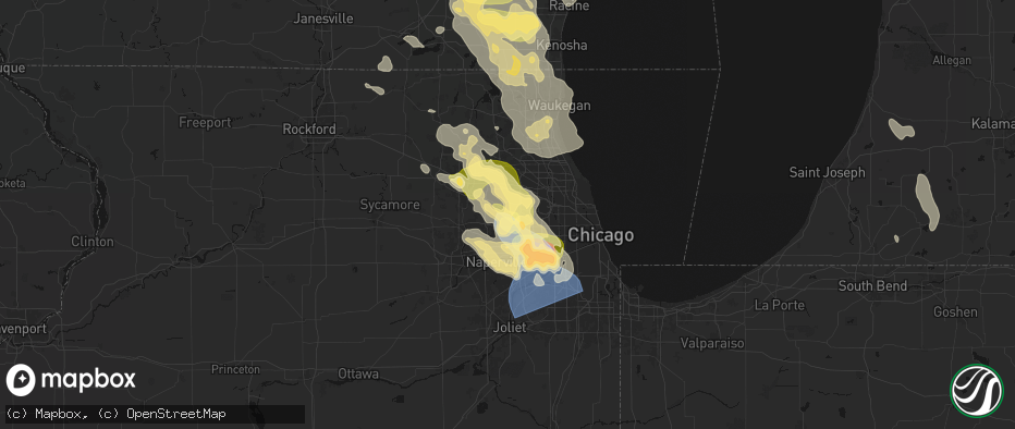 Hail map in Bloomingdale, IL on July 27, 2026