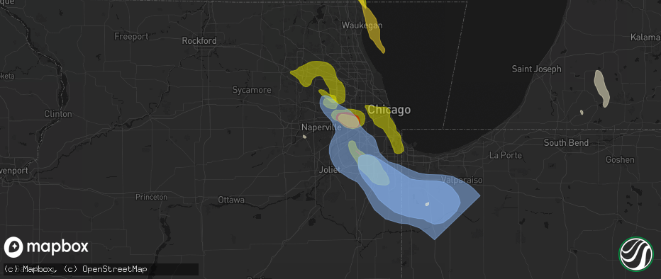 Hail map in Bolingbrook, IL on July 27, 2026