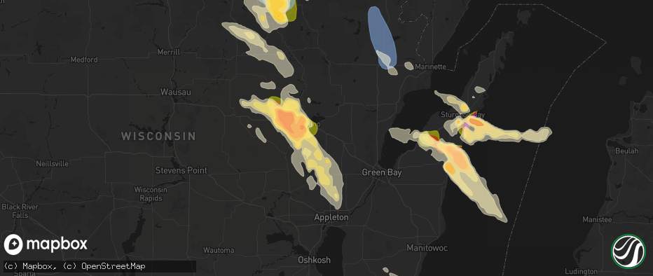 Hail map in Bonduel, WI on July 27, 2026