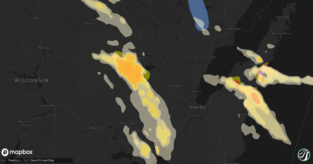 Hail map in Bonduel, WI on July 27, 2026