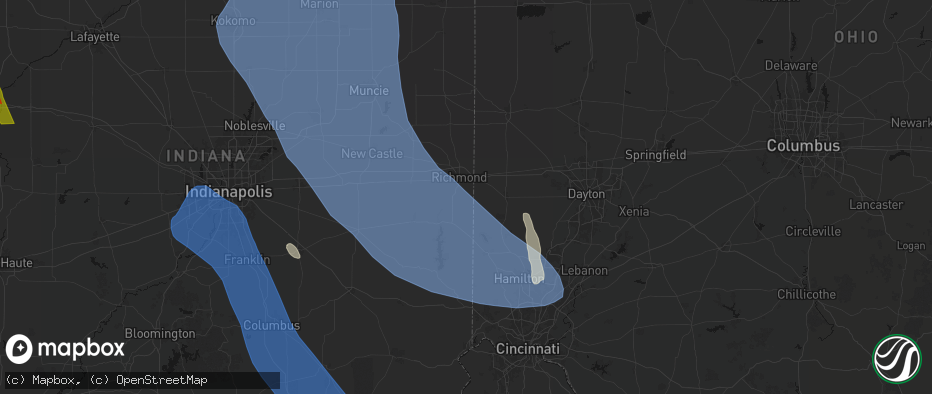 Hail map in Boston, IN on July 27, 2026